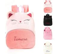 Zaino Bambina Personalizzato con Nome, Zaini Gatto Carino per Bimba & Bimbo, Zainetto Asilo Nido Bambini per Scuola Materna & Elementare, Sacca Asilo Personalizzata Bambino (Rosa Chiaro)