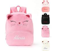 Zaino Bambina Personalizzato con Nome, Zaini Gatto Carino per Bimba & Bimbo, Zainetto Asilo Nido Bambini per Scuola Materna & Elementare, Sacca Asilo Personalizzata Bambino (Rosa)