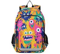 zaino bambino 8-12: borsa libri moderni per elementare in colori assortiti - doodle Divertente mostri carino colorato