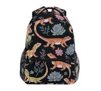 Zaino Bearded Dragons Flowers Watercolor Zaino Da Scuola Unisexbackpack Leggero Daypack Per Notebook Computer Outdoor