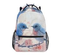 Zaino Birds Blue Cherry Bloom Pink Backpack Unisexzainetto Resistente Daypack Per Outdoor Escursioni Scuola