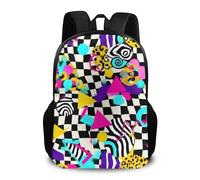 Zaino Black And White Checkered Retro 80S 90S Zaini Trekking Backpack Resistente Zaino Da Scuola Per Escursioni Campeggio Office