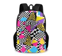 Zaino Black And White Checkered Retro 80S 90S Zaino Da Scuola Resistente Zainetto Trekking Backpack Per Notebook Campeggio Viaggio