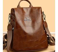 Zaino, borsa, borsa da viaggio, borsa per libri di alta qualità in vera pelle classica da donna, adatto per il ritorno a scuola Colore unicoPoliuretano