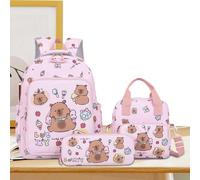 Zaino Capibara - Set Cartella Cartoon - Borsa Carina per Ragazze e Bambini Quotidiana da Viaggio con Astuccio e Porta Pranzo per Scuola Attività All'aperto
