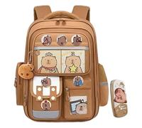 Zaino Capybara 16.5x12x8 Zaino Kawaii ergonomico Riflettente Impermeabile con 1 Pendant 3 cartod