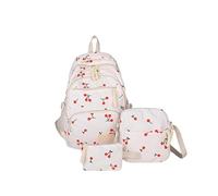 Zaino carino a tre pezzi con busta a fionda e borsa for piccole borse (ciliegia bianca) (bianco)