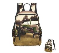 Zaino carino per uomo e donna, leggero, impermeabile, zaino per laptop, borsa a tracolla da viaggio, borsa a tracolla con foto di trattore vecchio stile, zaino casual da giorno per la fattoria
