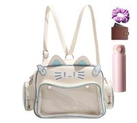 Zaino carino - Zaino per gatti in pelle PU da 9,45 | Mini Itabag alla moda per gite scolastiche | Borsa per gatti versatile da donna. 420 g, opzione rosa blu, perfetta avventura quotidiana all'aria