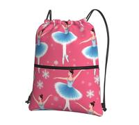 Zaino casual con coulisse e tasca con cerniera, ideale per attività all'aperto come la danza classica e la corsa dei fiocchi di neve. Borsa sportiva con coulisse per palestra e uso quotidiano.