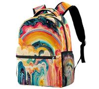 Zaino casual da scuola per donne e uomini, borsa per libri con pittura arcobaleno di benvenuto zaino da viaggio leggero carino zaino da viaggio