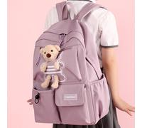 Zaino casual di moda, zaino funzionale con toppe a lettera decorativa, coulisse frontale, zaino funzionale con fascino della borsa. Zaino da scuola, zaino per le donne universitarie e gli studenti. To