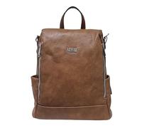 Zaino casual in ecopelle PU sistema antifurto, convertibile in borsa a tracolla con 2 tasche frontali, ideale per il lavoro, l'università... Art.8002-8 Prodotto Originale Coveri (MARRONE)