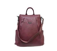 Zaino casual in ecopelle PU sistema antifurto, convertibile in borsa a tracolla con 2 tasche frontali, ideale per il lavoro, l'università... Art.5090-5 Prodotto Originale Coveri (BORDO')