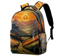 Zaino casual per la scuola per donne e uomini, borsa da viaggio con cervo di montagna d'arte grande capacità zaino leggero carino da viaggio