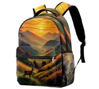 Zaino casual per la scuola per donne e uomini, borsa da viaggio con cervo di montagna d'arte grande capacità zaino leggero carino da viaggio