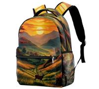 Zaino casual per la scuola per donne e uomini, borsa da viaggio con cervo di montagna d'arte grande capacità zaino leggero carino da viaggio