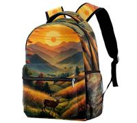 Zaino casual per la scuola per donne e uomini, borsa da viaggio con cervo di montagna d'arte grande capacità zaino leggero carino da viaggio