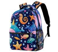 Zaino casual per la scuola, per donne e uomini, con balena, grande capacità, leggero, carino, da viaggio