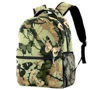Zaino casual per la scuola, per donne e uomini, con farfalla mimetica, grande capacità, leggero, carino, da viaggio