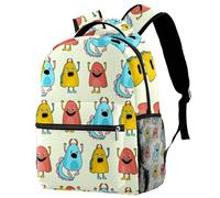 Zaino casual per la scuola, per donne e uomini, con mostri, grande capacità, leggero, carino, da viaggio