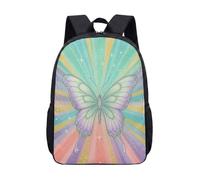 Zaino celeste con farfalla e luna crescente, 43,2 cm, stile gotico con stelle e luna, per bambini e adolescenti, borsa per libri per studenti con cielo notturno fantasy, 03, L, Minimalista
