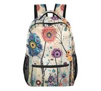 Zaino colorato leopardato per adolescenti, poliestere leggero con 4 tasche, Fiore., Medium, Zaino casual per la scuola