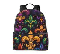 Zaino colorato Mardi Gras per donne e uomini Fleur De Lis Borsa per la scuola per adolescenti Bookbag Casual Daypack per College Viaggi Lavoro