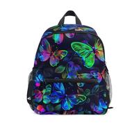 Zaino colorato per bambini con farfalle al neon per ragazze ragazzi bambini borsa per la scuola, Farfalla Neon colorato, Small, Zaini Cool Soccer Print