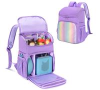 Zaino compatibile con Tonie, borsa portatile per set di avvio lettore audio, custodia per il trasporto con 3 tasche trasparenti per esposizione figure, viola, solo borsa