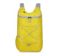 Zaino compatto pieghevole per sport all'aria aperta, escursionismo, campeggio, viaggi, con materiale resistente all'acqua e porta cavo per cuffie (giallo)