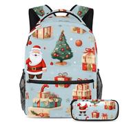 Zaino con astuccio, motivo: omino di pan di zenzero con scritta "Stay Ahead of the Class", set da 2 pezzi per ragazzi e ragazze, Multicolore#02, B：29.4x20x40cm P：19x7.5x3.8cm, Zaini Daypack