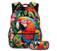 Zaino con astuccio, set da 2 pezzi indispensabile per la scuola per ragazzi, ragazze, adolescenti, disegno a colori con api, Multicolore#08, B：29.4x20x40cm P：19x7.5x3.8cm, Zaini Daypack