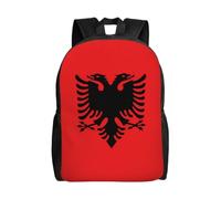 Zaino con bandiera del Bhutan per scuola superiore, laptop da 15,6 pollici, borsa in tessuto Oxford per lavoro, lavoro, viaggi, sport, Bandiera dell'Albania, Taglia unica