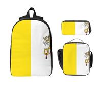 Zaino con bandiera del Vaticano, set 3 in 1, borsa da viaggio, borsa per il pranzo