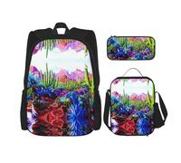 Zaino con cactus animale tropicale volpe serpente maiale bambino ragazzi ragazze Lunch box scuola bookbag set secondario studente universitario regalo