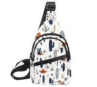 Zaino con cappello da cowboy e cactus, stile western, Multicolore 08, 11.8x7x1.5in/30x18x4cm