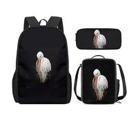 Zaino con cicogne e portapranzo per ragazze e ragazzi, 3 in 1, regalo per il rientro a scuola, set zaino con cicogna età 3+