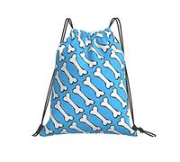 Zaino con Coulisse 36x42cm, Bones On Blue Zaino Borsa Impermeabile Multifunzione Borsa da Spiaggia, per Ciclismo, Palestra, Festa