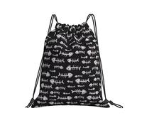 Zaino con Coulisse 36x42cm, Cat Nip Fish Bones Black Sacca Sportiva Durevole Multifunzione Borsa per La Scuola, per Compleanno, Escursionismo, Uomo