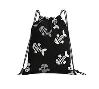 Zaino con Coulisse 36x42cm, Fish Bones Zaino Borsa Durevole Multifunzione Borse Sportive Unisex, per Uomo, Donna, Scuola