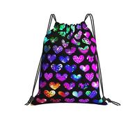 Zaino con Coulisse 36x42cm, Rainbow Hearts Sacca Sportiva Palestra Impermeabile di Grande capacità Borsa per La Scuola, per Uomo, Yoga, Spiaggia