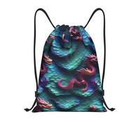Zaino con Coulisse 3D Magical Dragon Scales Pattern Sacchetta Sportiva Impermeabile Borsa con Coulisse Pieghevole Sportiva Zainetto per Scuola Vacanze Unisex