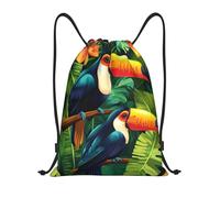 Zaino con coulisse a forma di pappagallo tucano, leggero e adatto per fitness e sport, con spallacci