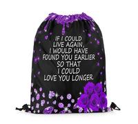 Zaino con Coulisse Anniversary Black Purple Diamond Romantic Words Greetings Love Aesthetics Sacca Sportiva Fashion Sacche Sportive Unisex Gym Sack per Escursionismo Scuola Palestra 36X42CM