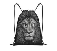 Zaino con Coulisse Black And White Lion Head Sacca Sportiva Durevole Multifunzione Borsa da Spiaggia, per Ciclismo, Scuola, Palestra, 36x42cm