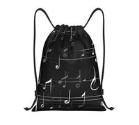 Zaino con Coulisse Black Music Notes Sacca da Palestra Pieghevole Drawstring Backpack Leggero Sportiva Zainetto per Vacanze Unisex Viaggi