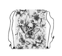 Zaino con Coulisse Black White Death Moth Impermeabile Borsa Coulisse Stringa Multifunzionale Borsa da Palestra Sportiva per Vacanze All'Aperto Scuola 39X46Cm