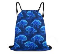 Zaino con Coulisse Blue Universe Galaxy Magic Wolf in The Space Sportiva Zainetto Pieghevole Drawstring Backpack Impermeabile Borsa con Coulisse per Vacanze Unisex Viaggi