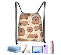 zaino con coulisse Capibara, borsa da palestra leggera impermeabile per bambini, zaino per animali per adolescenti e adulti per viaggi, allenamenti, scuola o gite in spiaggia, lezioni in palestra, es